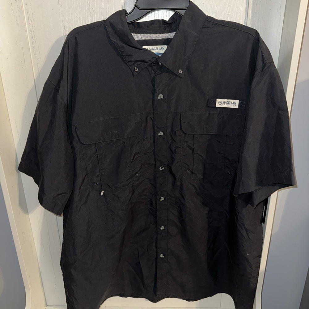 Magellan Mens Laguna Madre Black Vented Short Sleeve Fishing Shirt XL NWT